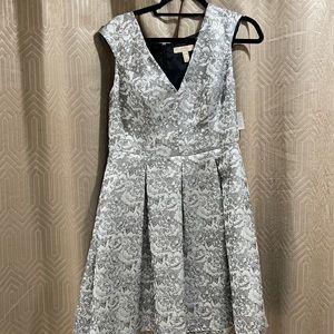 aidan by Aidan Mattox Silver Flare Mini Dress